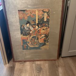 Japanese Block Art/framed Hand, Woven Pictures From Thailand