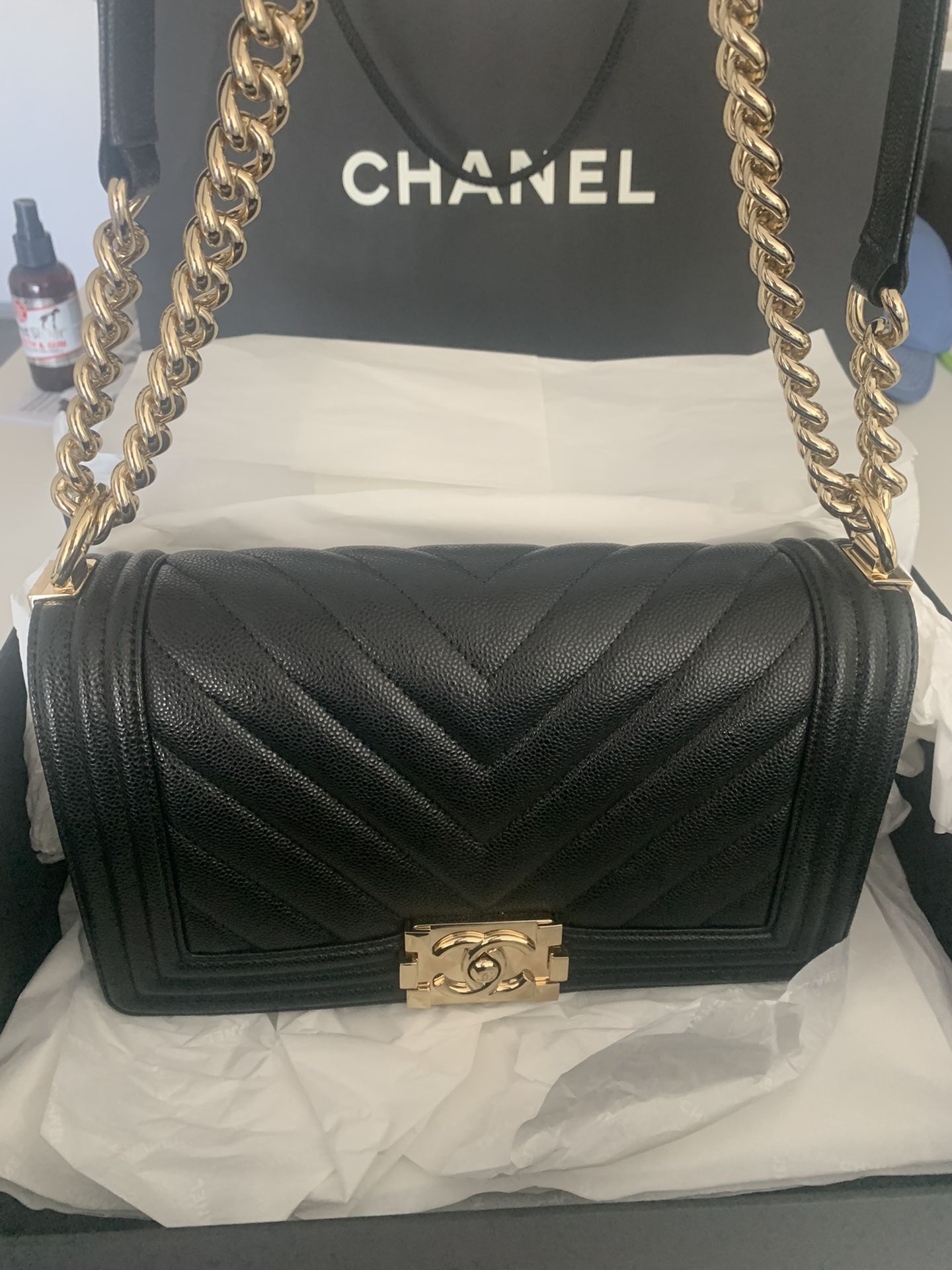 Chanel Boy Flap Bag Chevron Lambskin New Medium