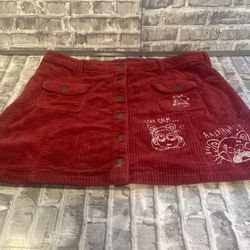 WNT Disney Pixar Womens Turning Red Panda Mei Corduroy Mini Skirt XL Embroider