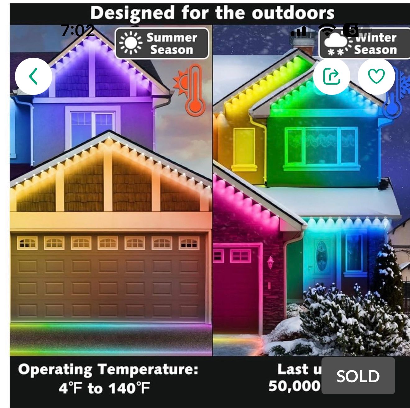 100FT Permanent Outdoor RGB Lights, Brand New!!