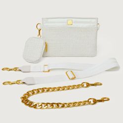 RAFFIA DOWNTOWN CROSSBODY White BRAND NEW 