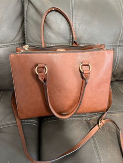Brown Aldo Leather Structured Tote Bag
