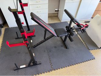OPPSDECOR Adjustable Weight Bench w/ Squat Rack