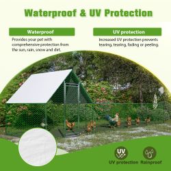 26'Lx6.7'Wx6.6' ft Large Metal Chicken Coop, Walk-in Chicken Run, Galvanized Wire Poultry Chicken Hen Pen Cage, Rabbits Duck Cages with Waterproof and