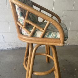 Vintage  SINGLE  Coastal Bamboo  Bar Counter Stools Rotates 360
