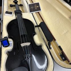 4/4 Black Violin with Bow, Digital Tuner, Shoulder Rest, Extra Strings $95 Firm