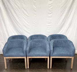 Modern Upholstered Barrel Dining Chairs (set of 6) ,Blue *Free Delivery*