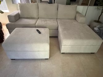 Couch and storage ottoman