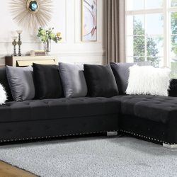 Milan Black Sectional Sofa 