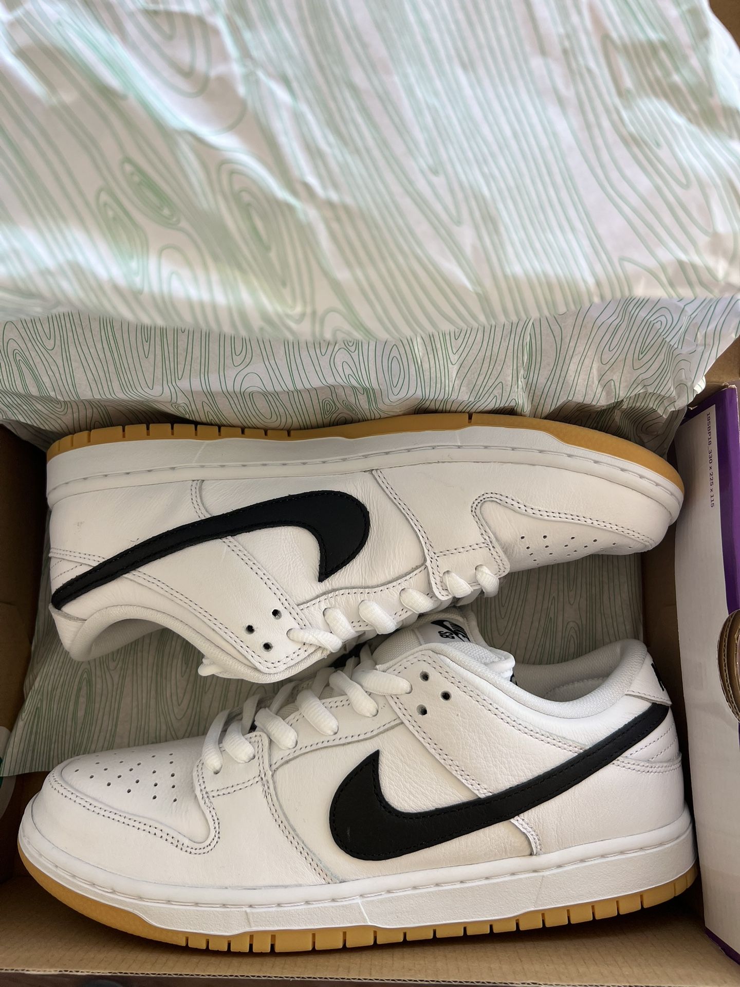 Nike SB Dunk Low White Gum (Size 8.5, 9, 10.5, 11, 11.5)  & Accessories