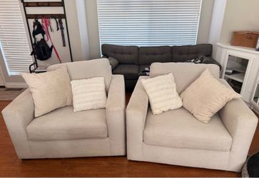 TWO Living Spaces single couches + 4 Accent Pillows