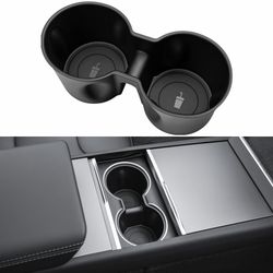 Tesla Model Y 2025 Cup Holder Insert TPE Center Console Drink Holder Accessories Compatible With 2025-2026 New Model Y Juniper(Launch Series) Accessor