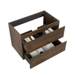 Home ZNTS Alice-30W-105,Wall Mount Cabinet WITH Basin, Walnut Color, With Two Drawers, Pre-Assembled W1(contact info removed)23