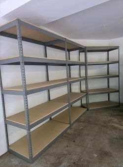 5 Tier Shelving 48 in W x 24 in D American Made Used Heavy Duty Steel Boltless Storage Racks Delivery Available