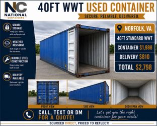40FT Standard Wind & Watertight Shipping Container – Norfolk, VA