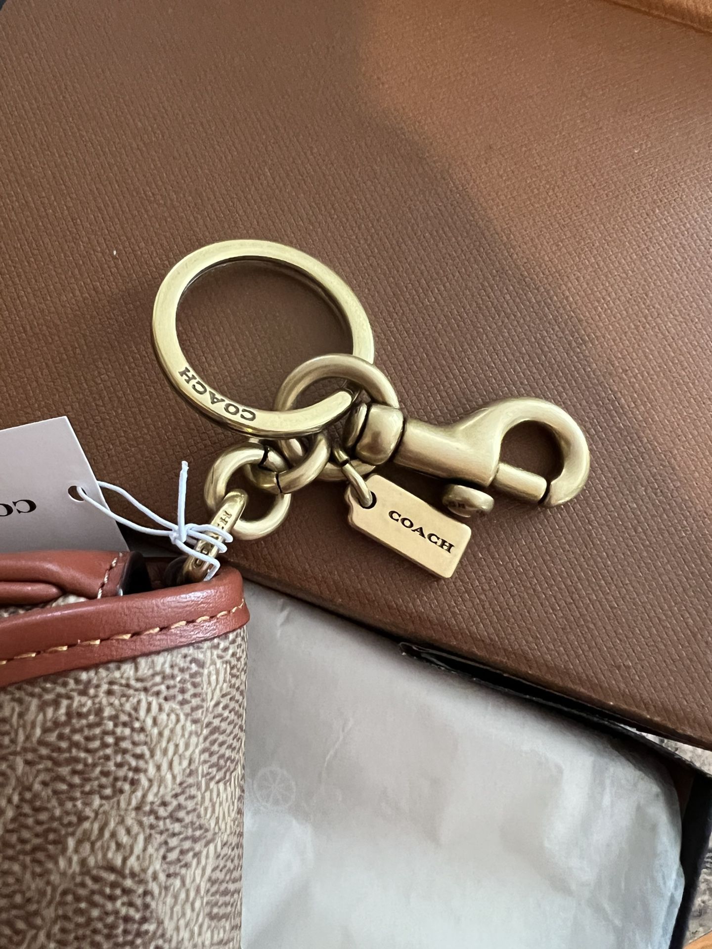 Coach, Accessories, Coach Signature Loop Key Fob Keychain Bag Charm