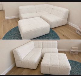 White buildable couch from Pottery Barn