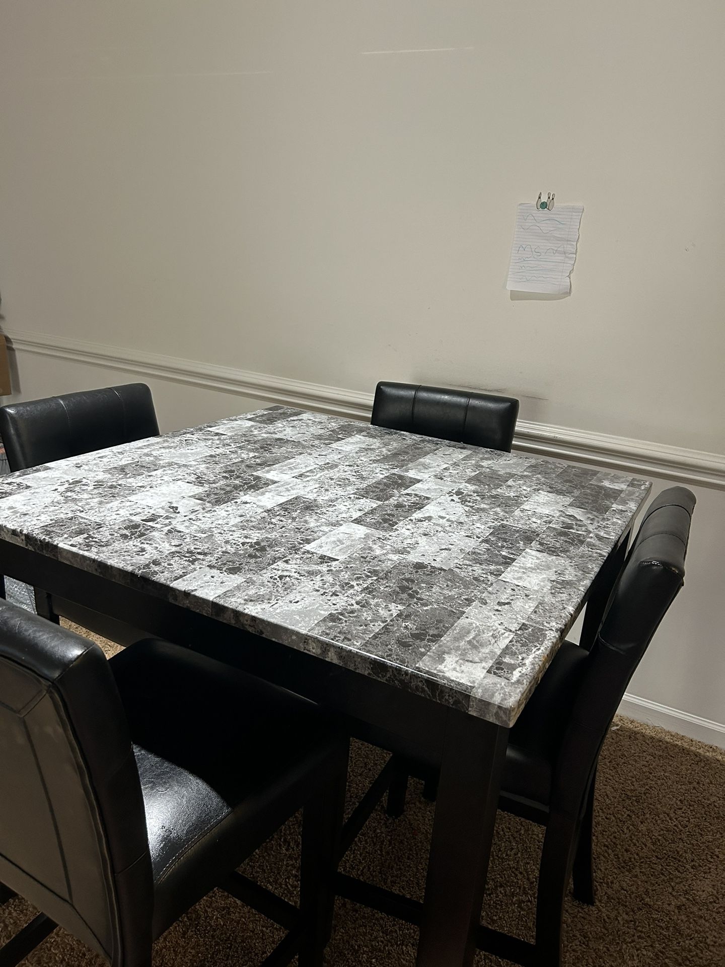 Marble Top Counter Height Dining Table/Set