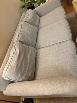 Light Gray 3-Seat Sofa with ottoman
