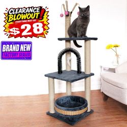 NEW 53‘’ Double Sided use Cat Tree Activity Tower Pet Kitty Furniture with Cave Scratching Posts