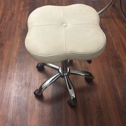 White Genuine Leather Stool