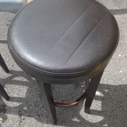 Two Dark Brown Bar Stools