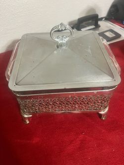 Vintage Silverplate Warming Dish w/ Anchor Hocking Fire-King Glass Insert – Complete