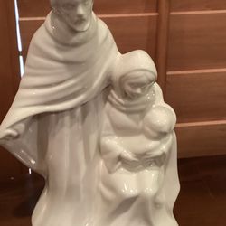 Ceramic Figurine Baby Jesus Mary Joseph Holy Family Nativity Christ Glossy White