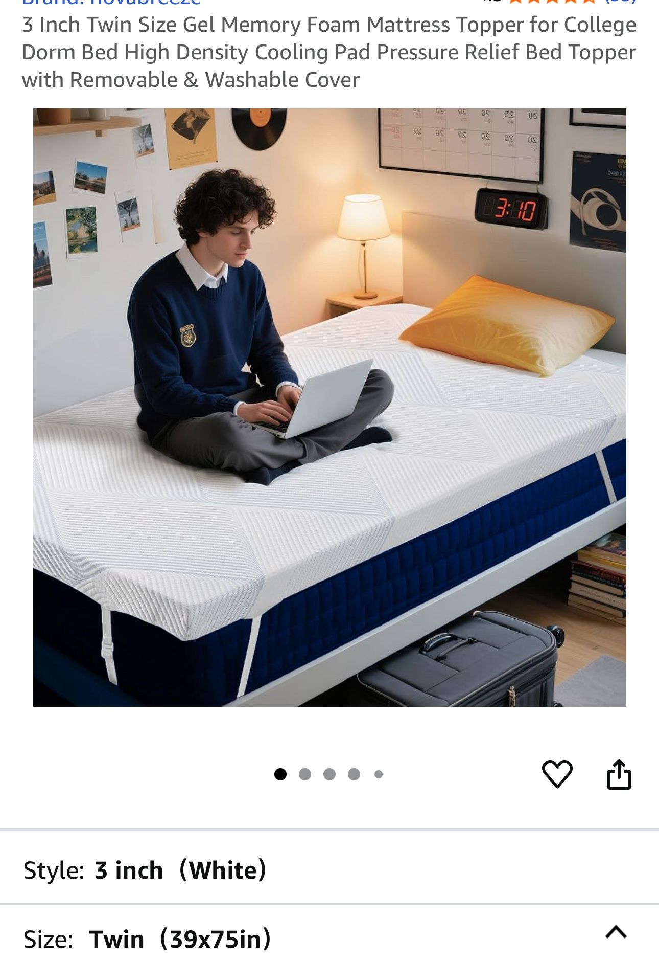 Topper Mattress Size Twin 3 In New $60