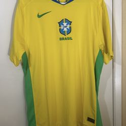 Nike Yellow and Green Brazil Soccer Jersey