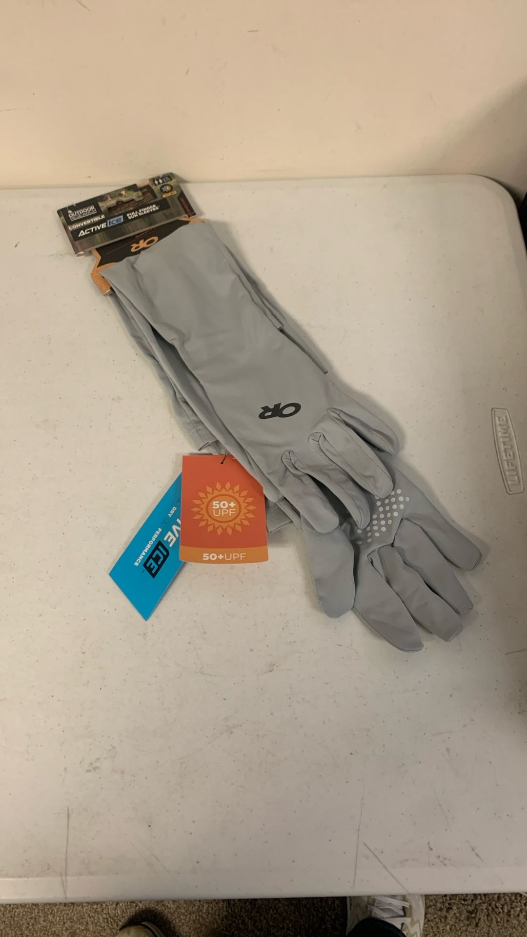 Outdoor Research Active Ice Full Fingered Sun Sleeves. Sz L /XL. Alloy. Ez