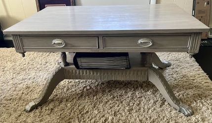Vintage Refurbished Clawfoot Drop leaf Coffee Table