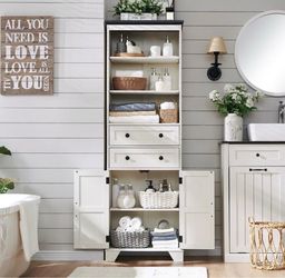 72" Tall Bathroom Storage Cabinet, Farmhouse Storage Cabinet