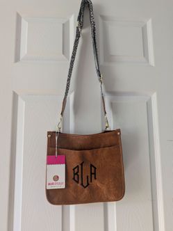 MarleyLilly Brown Crossbody Bag with Monogram BLA, New