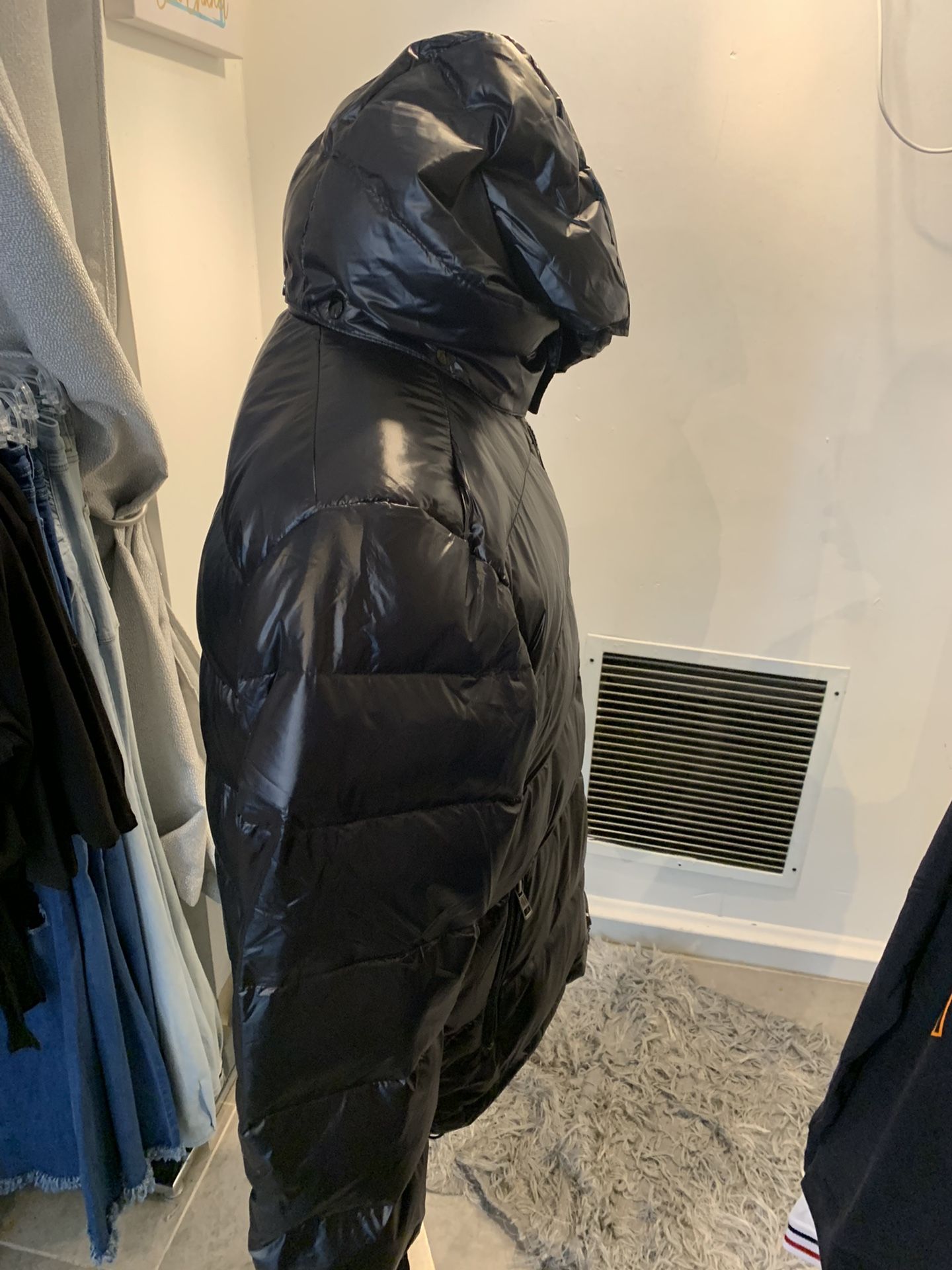 Black Shiny Moncler  Coat