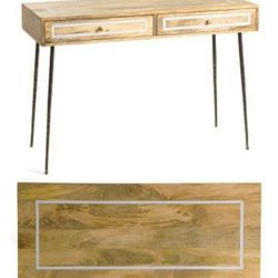 Mango Wood Desk with Marble Inlay