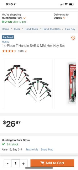 Néw Husky 14 Piece T-Handle Sae & Mm Hex Key Set