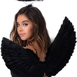 Black Dark Angel Wings with Halo Girls/Women Costume / Angel Negro Alas Disfraz