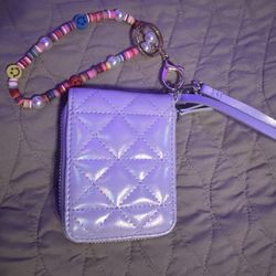 Cute Purple, Iridescent Wristlet With Chain