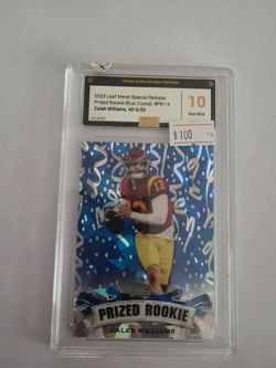 Caleb Williams 2023 Leaf Metal Prized Rookie Blue Crystal #PR-14 GAS 10