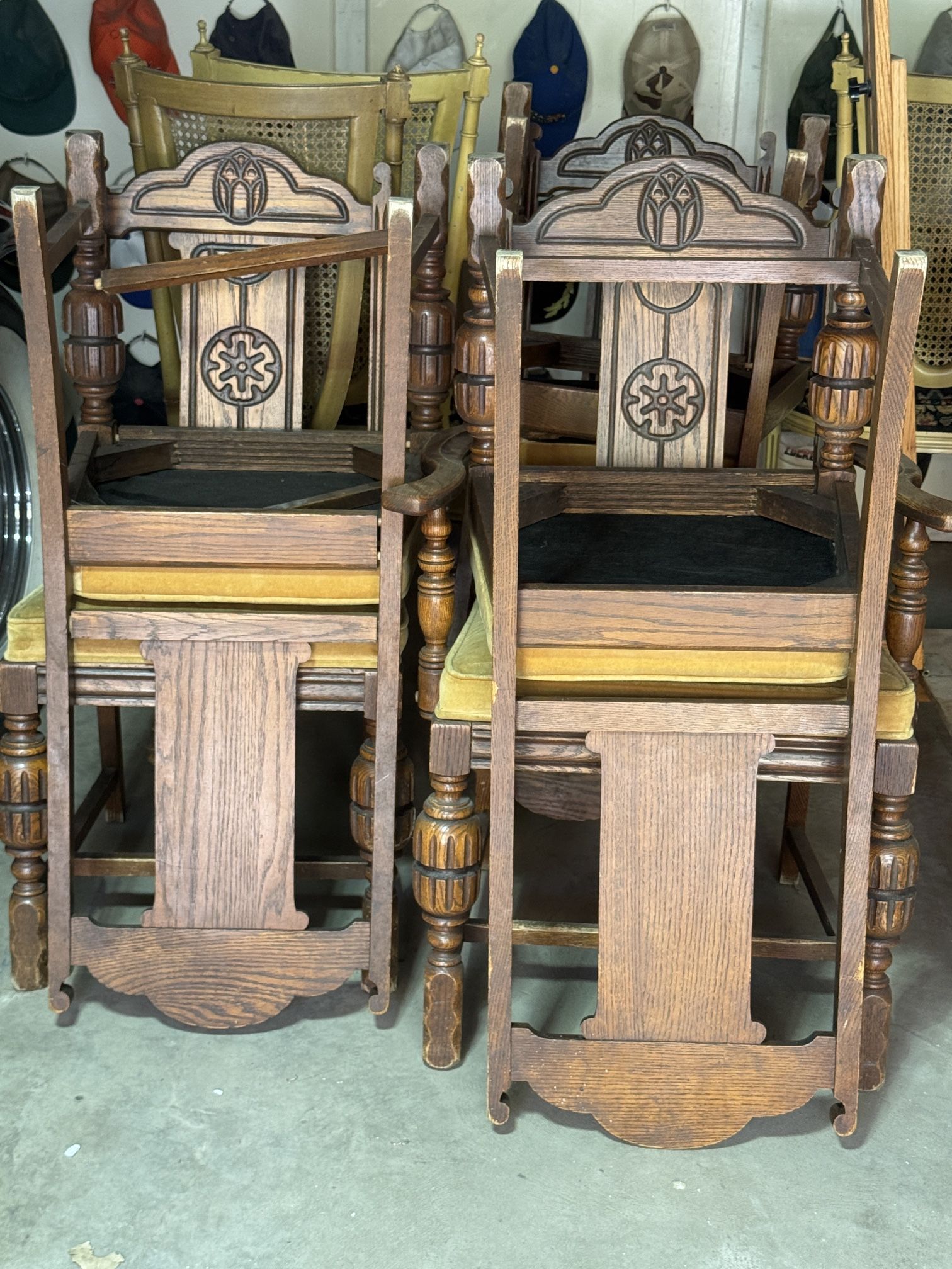 6 Jacobean Style Dining Chairs 1960s