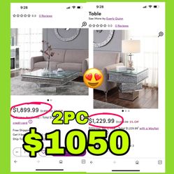 Beautiful New 2PC Three-Tier Mirrored Coffee Table Set(1 Coffee Table, 1 End Table) Only $1,050!!! Original Price $3,130!!!
