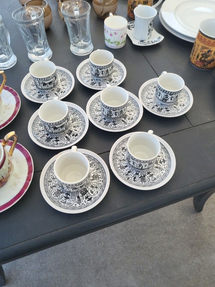 Vintage Greek Set. Seven Sets Of Two.