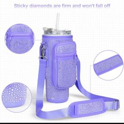 Bling Diamond Water Bottle Carrier Bag with Phone Pocket for Stanley 40/30 oz