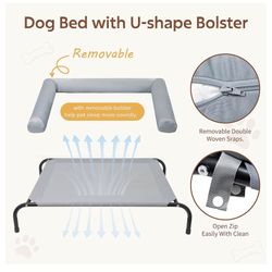 Cooling Elevated Dog Bed with Pillows  XL 48.5 x 35.5 x 8 INCH