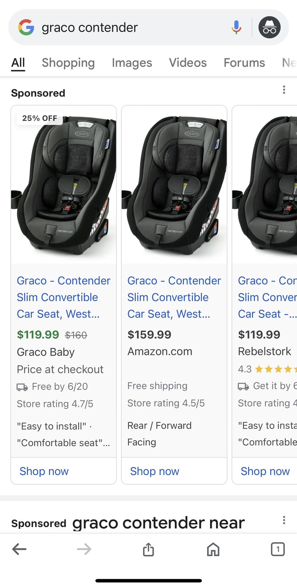 Brand New Never Open Graco Contender Slim Car seat For 90$ Firm