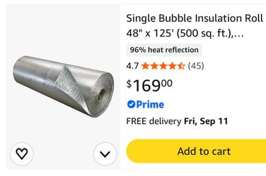Single Bubble Insulation Roll 48" x 125'
