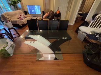 Modern Glass Dining Table with 4 Chairs