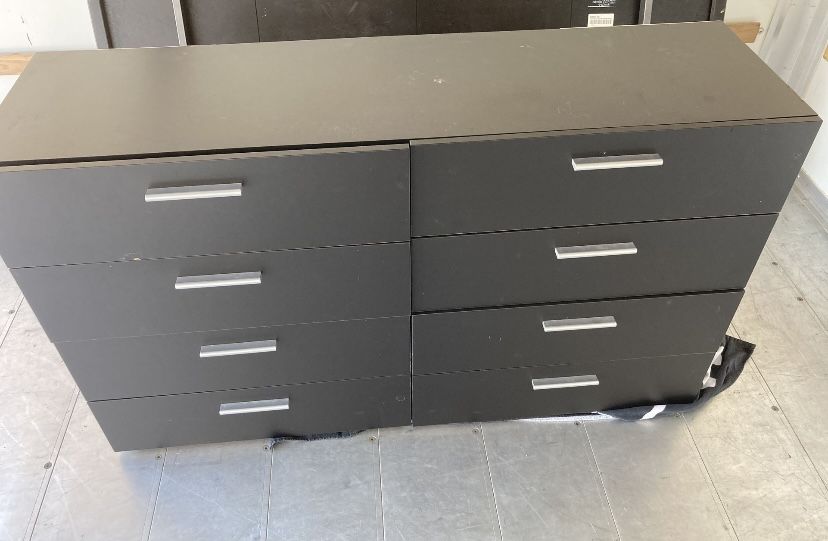 Black 8 Drawer Double Dresser