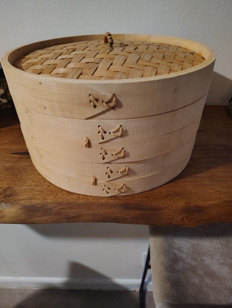 2 Tier Bamboo Steamer 12" (Moving Sale)